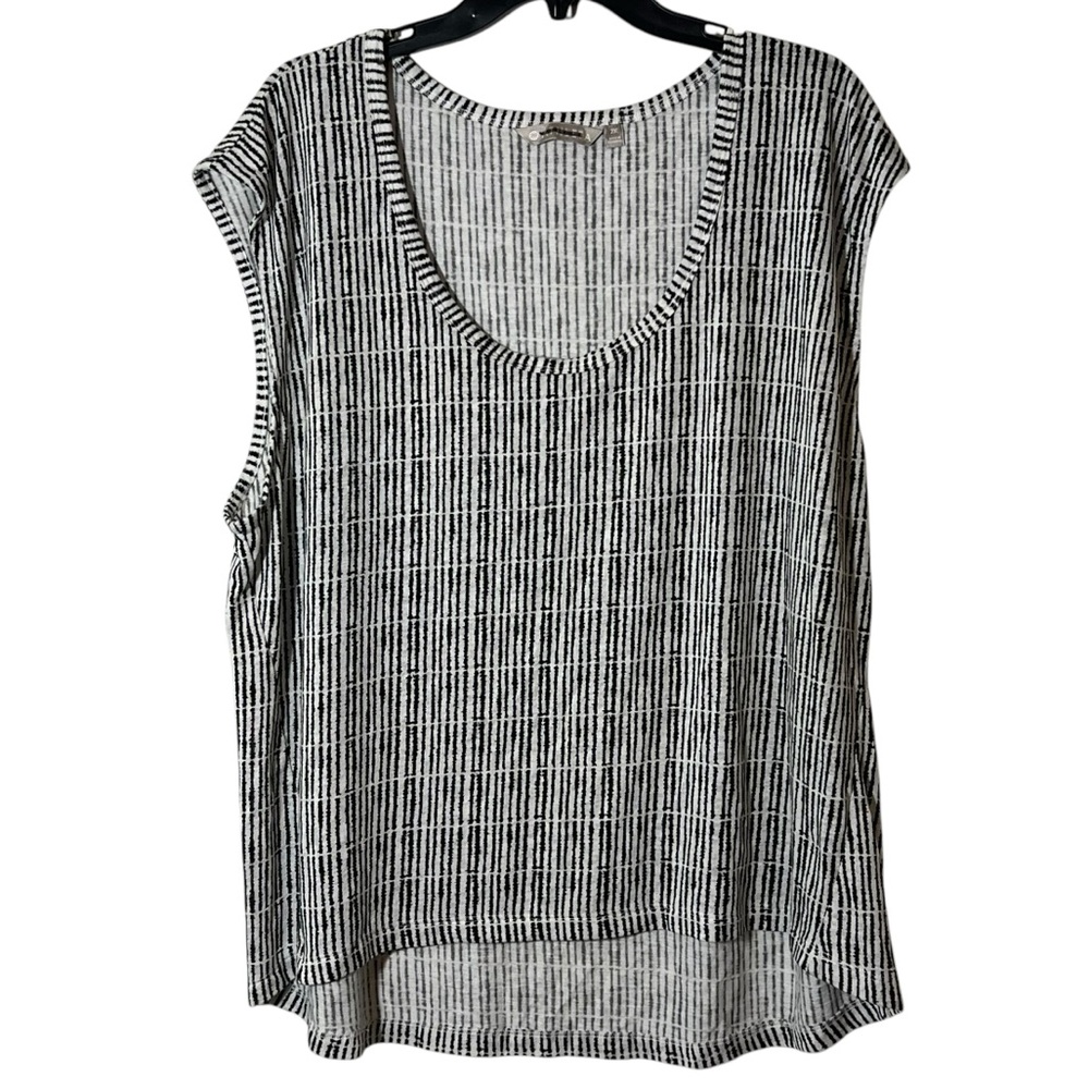 Athleta Breezy Black White Scoop Neck Sleeveless Top 2X